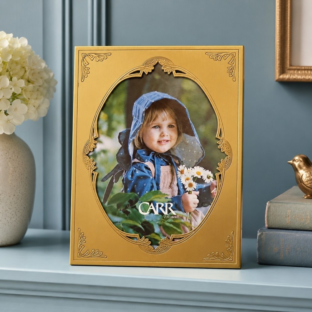 Carr Brass Tone Ornate 5X7" Oval Photo Frame Victorian Style Cottage Grandmacore